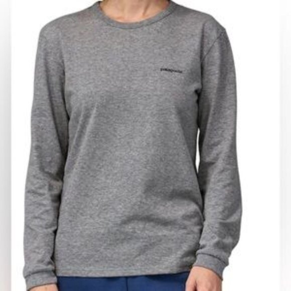 Patagonia® Long Sleeve P-6 Logo Responsibili-Tee in Gravel Heather - Picture 8 of 10